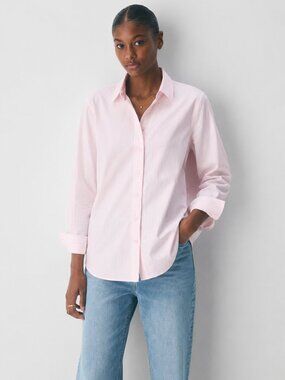 Aritzia Babaton Letterpress Shirt – Villa Pink Stripe | XS | Cotton Poplin Shirt